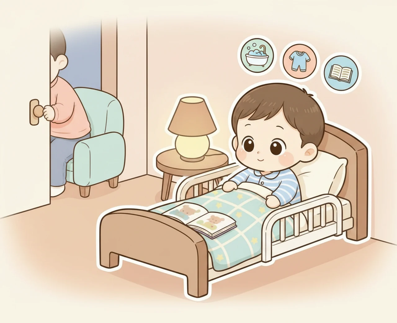 분리수면을 준비하며 부모와의 거리를 조절하는 12유형 캐릭터 그림체 일러스트