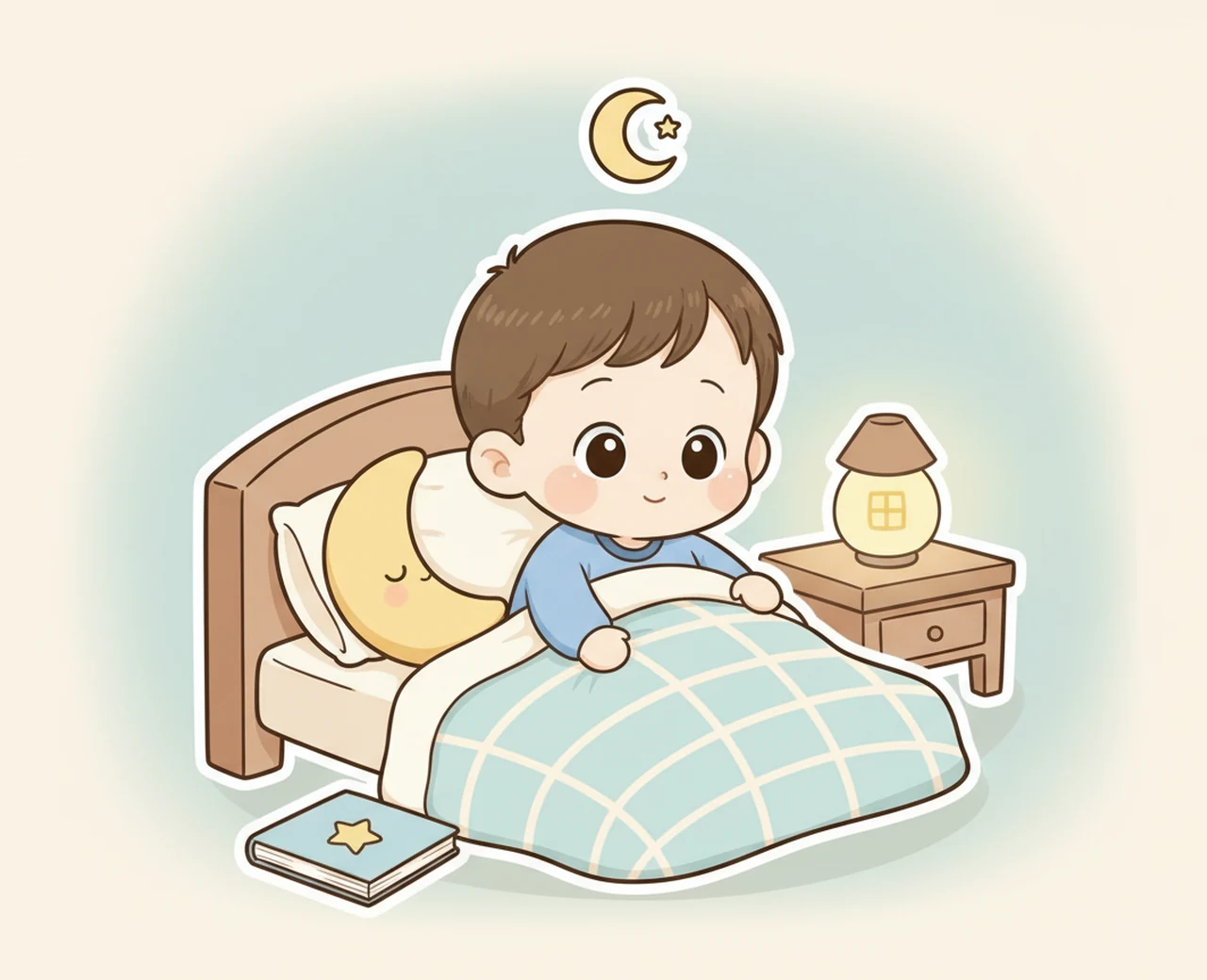 잠자리 루틴 속에서 안정 단서를 확인하는 12유형 캐릭터 그림체 일러스트